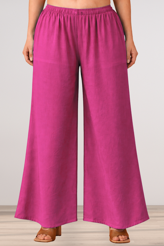 Magenta Rayon Loose Palazzo