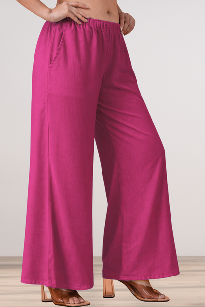 Magenta Rayon Loose Palazzo