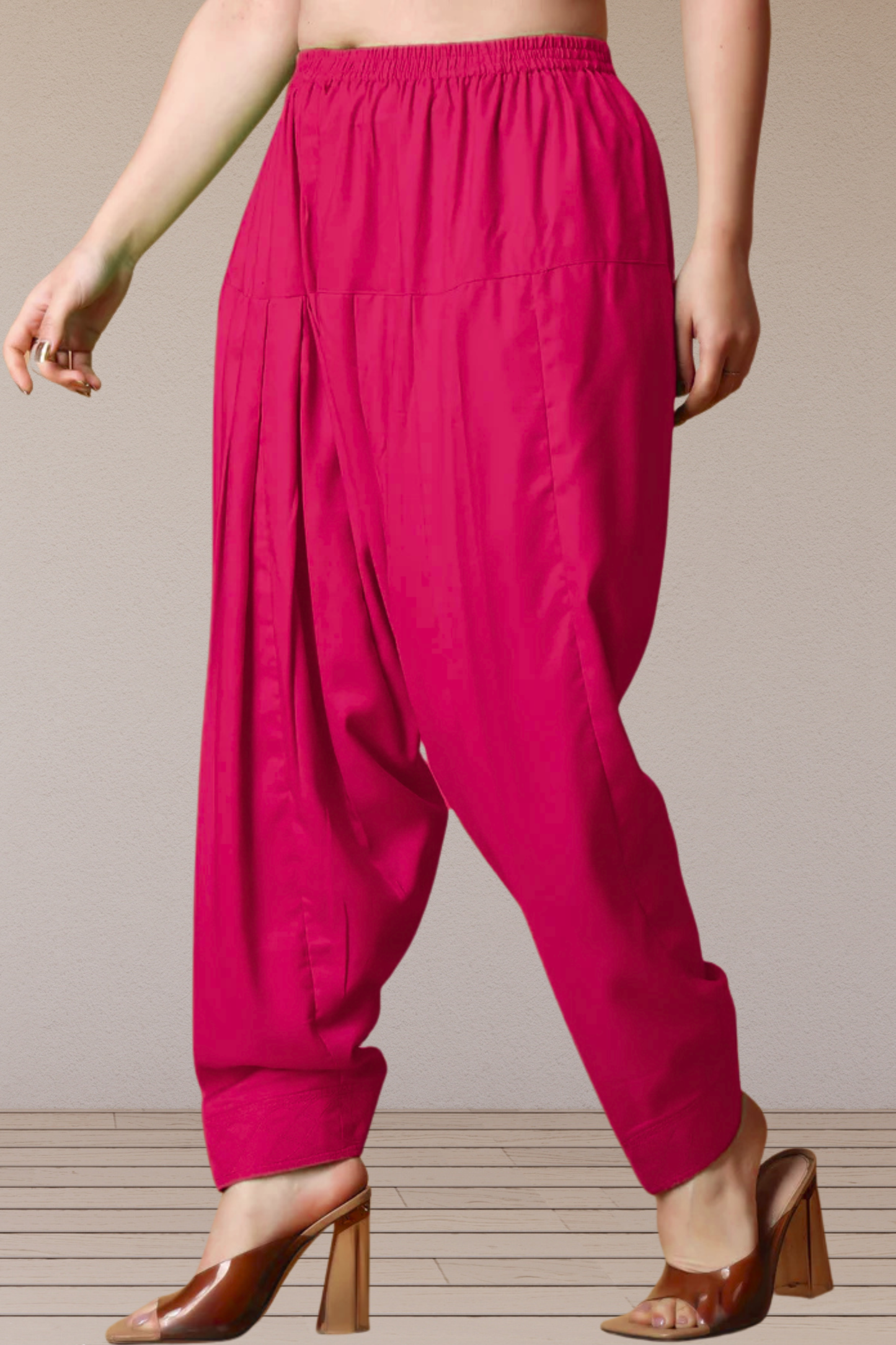 Magenta Rayon Pleated Salwar