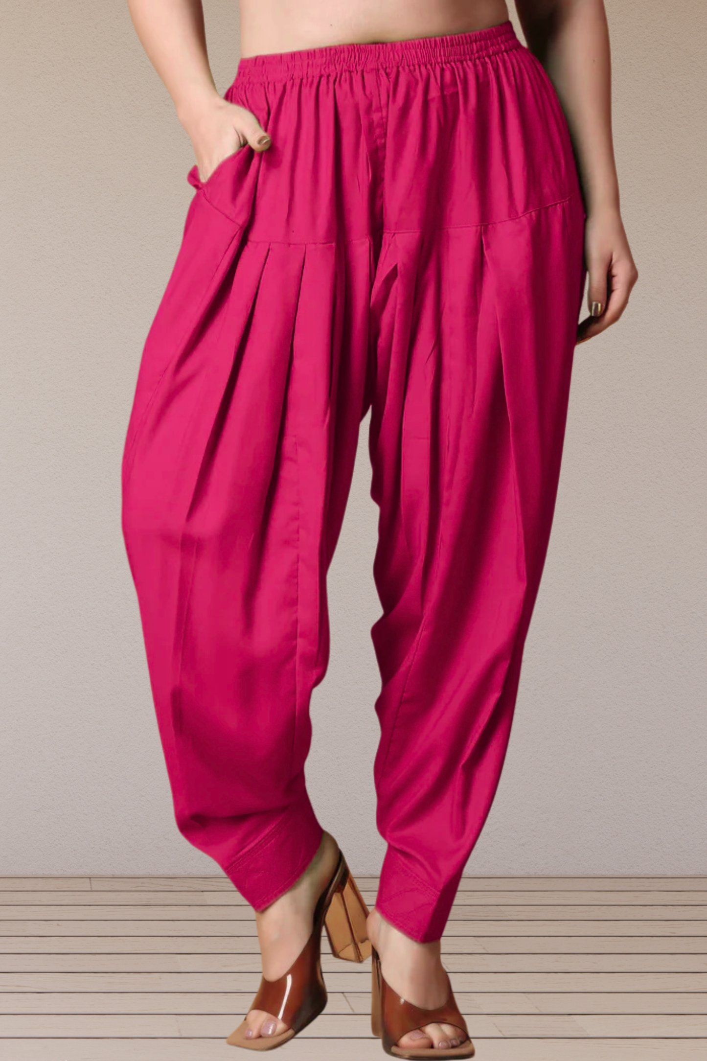 Magenta Rayon Pleated Salwar