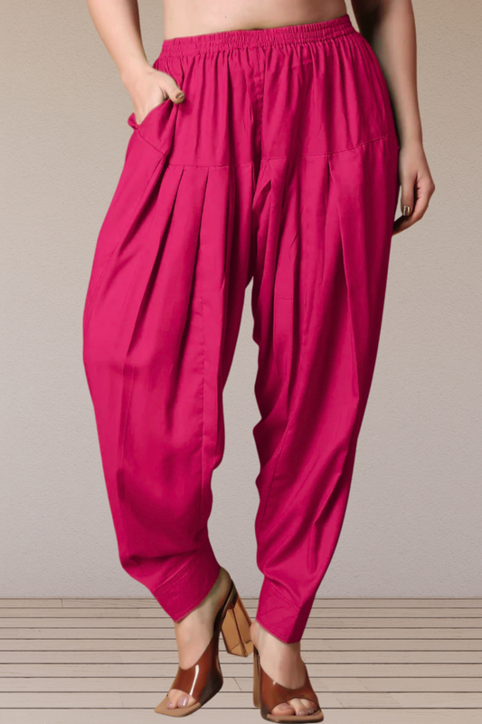 Magenta Rayon Pleated Salwar