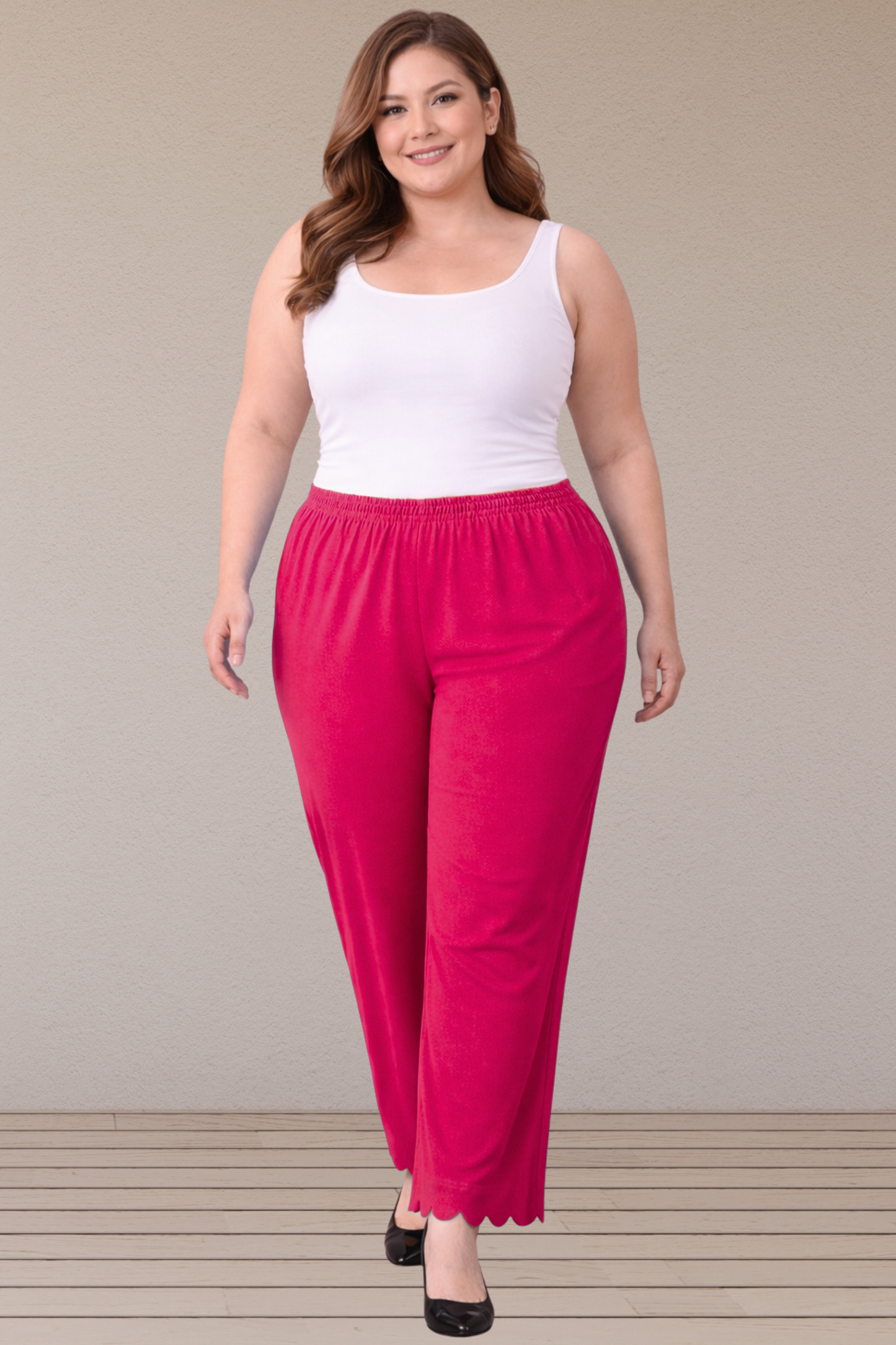 Magenta Scallop Cut Palazzo
