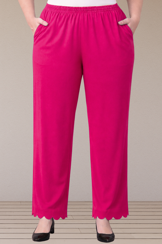 Magenta Scallop Cut Palazzo