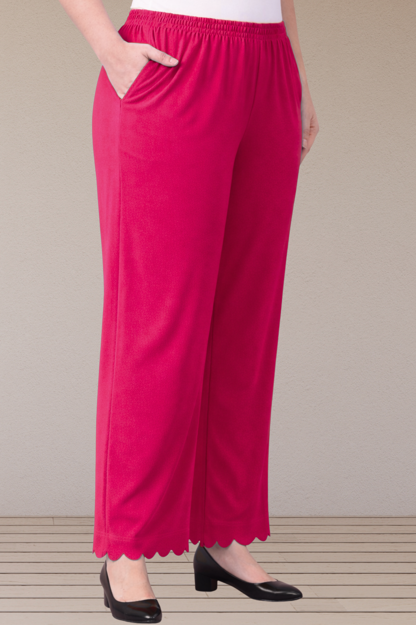 Magenta Scallop Cut Palazzo