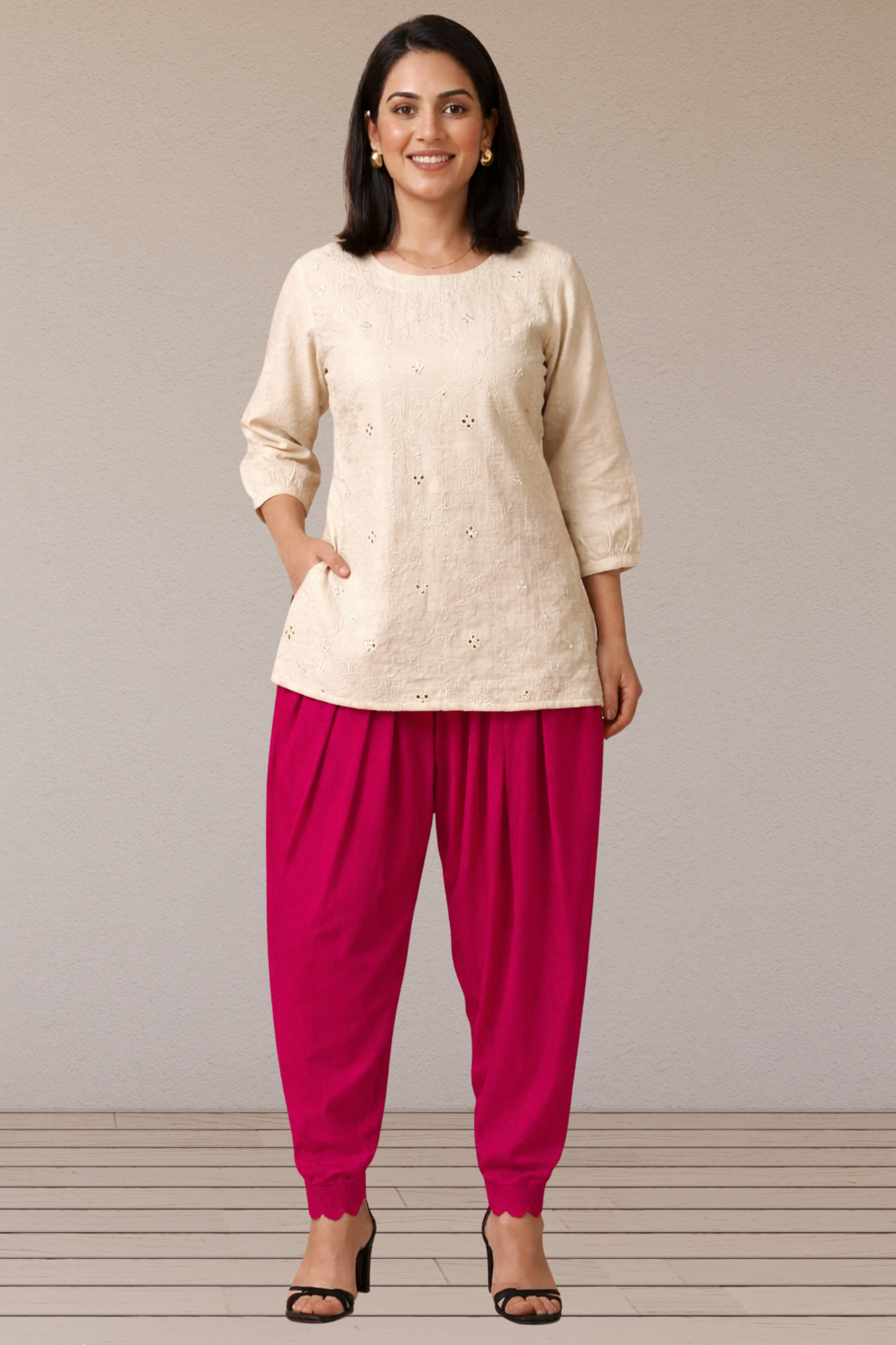 Magenta Scallop Cut Salwar