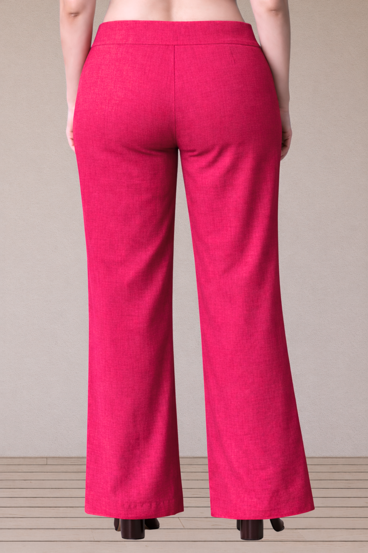 Magenta Wide Leg Slub Pants
