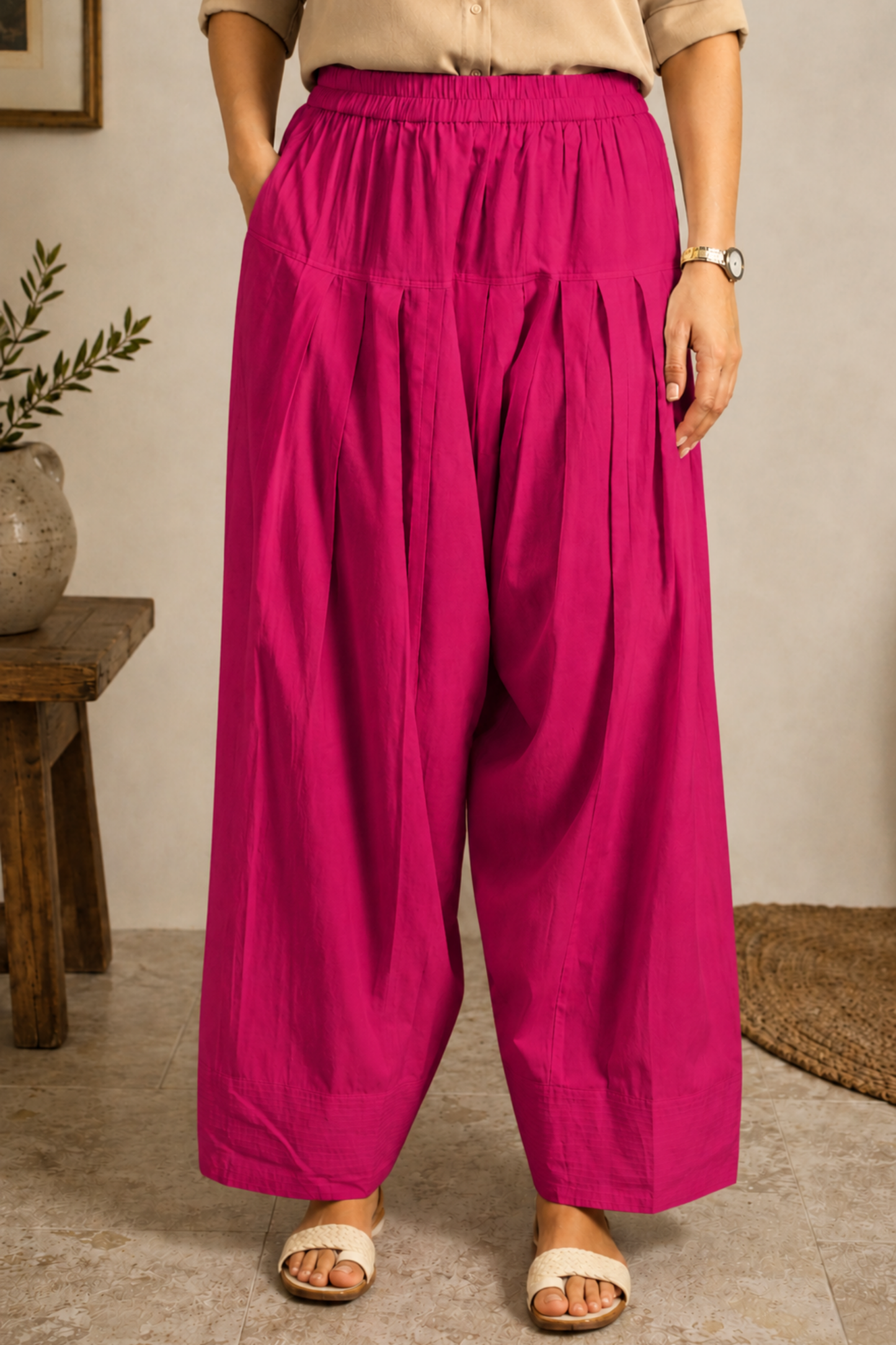 Magenta Cotton Farshi Salwar