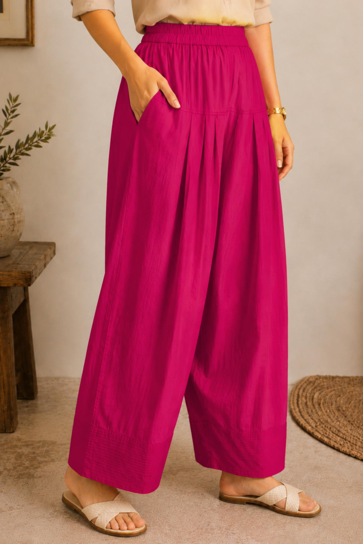 Magenta Cotton Farshi Salwar
