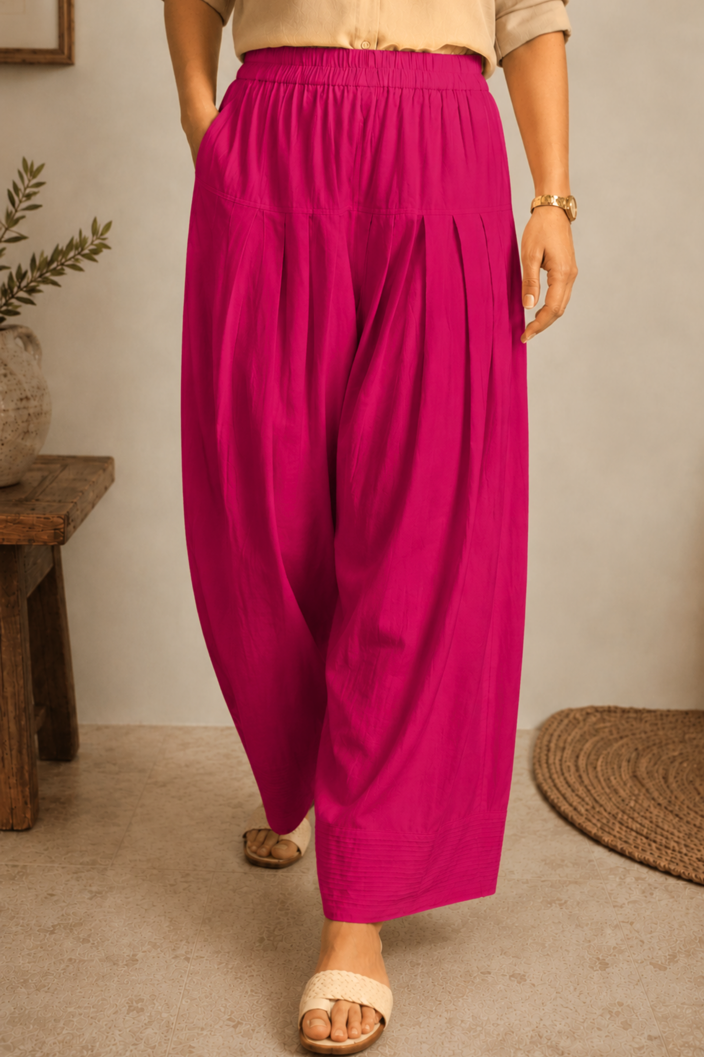 Magenta Cotton Farshi Salwar