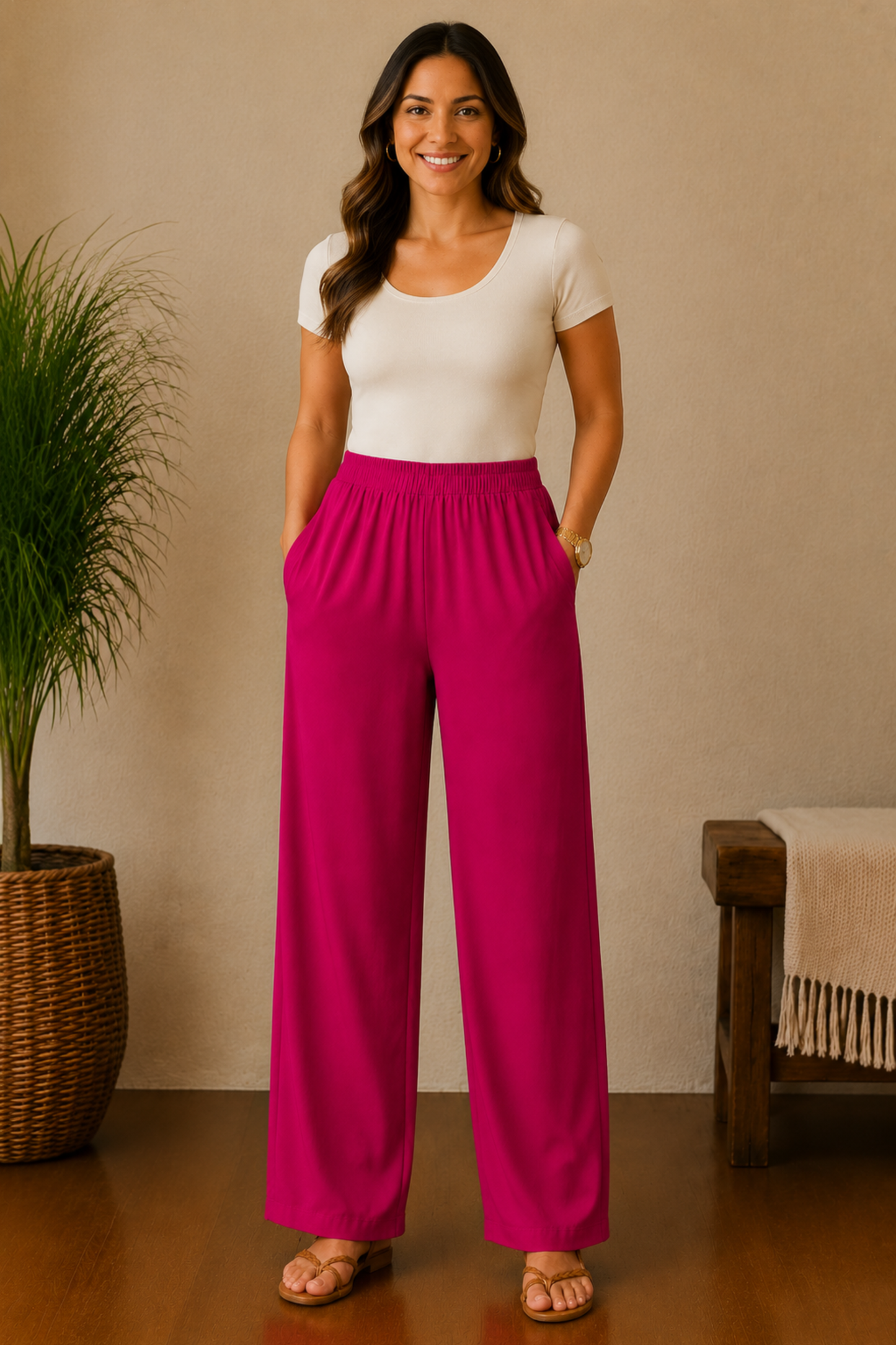 Magenta Rayon Kurti Pant