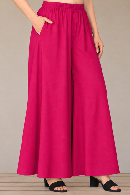 Magenta Rayon Skirt Palazzo