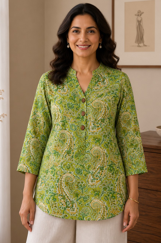 Mahira Paisley Cotton Short Kurta