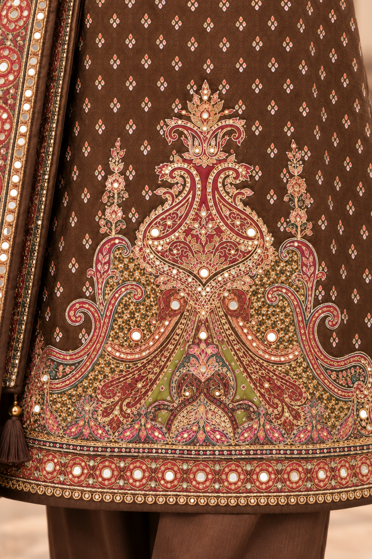 Mahira Karachi Muslin Suit With Mirror Work