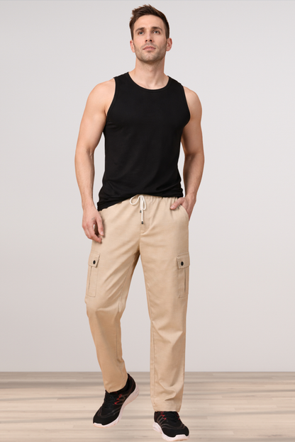 Maple Beige Textured Stretch Cargo