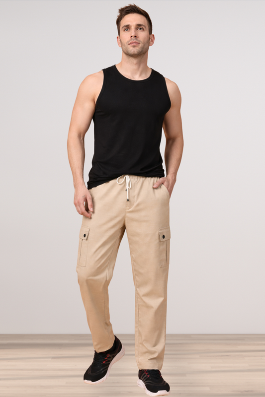 Maple Beige Textured Stretch Cargo