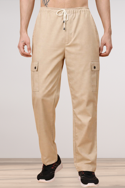 Maple Beige Textured Stretch Cargo