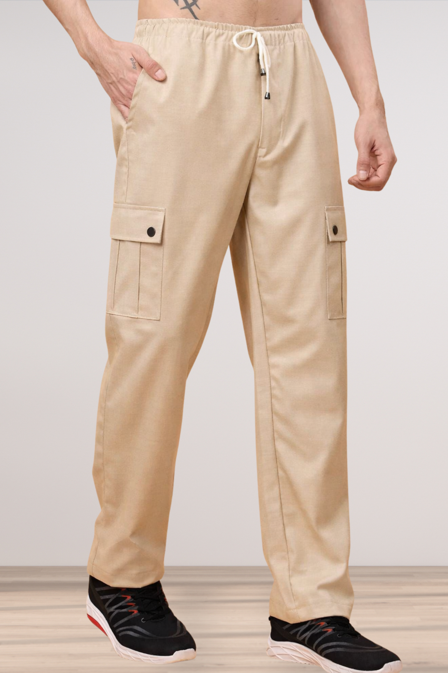 Maple Beige Textured Stretch Cargo