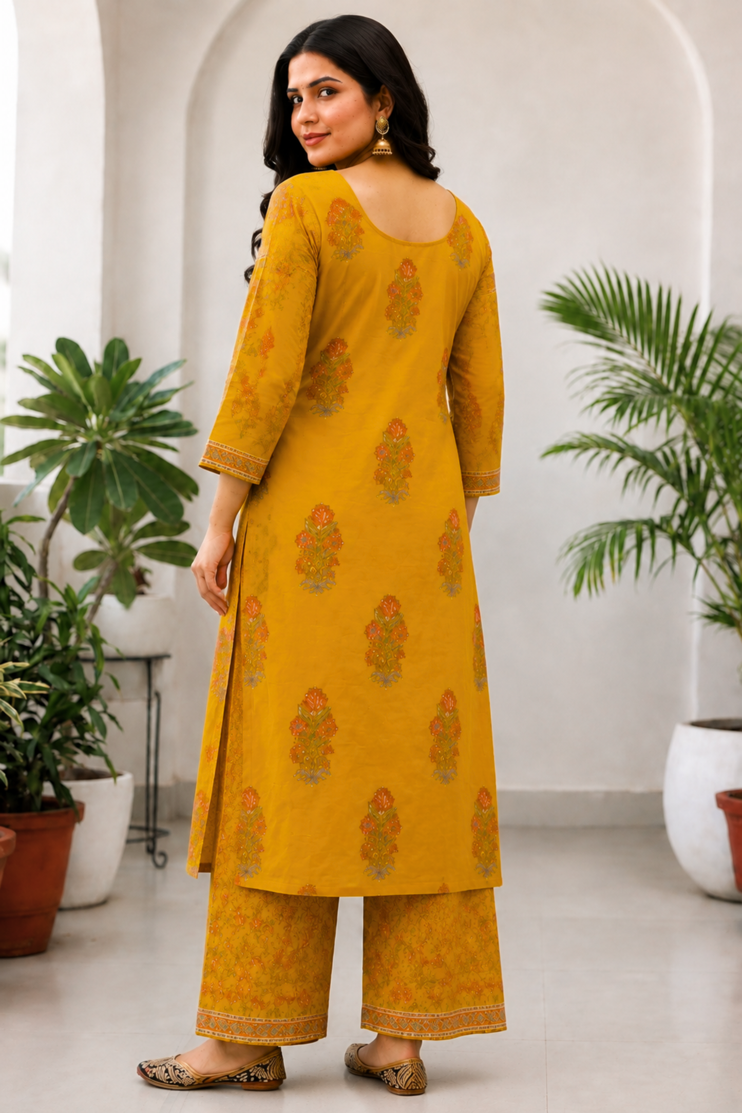 Marigold Muse Block Printed Cotton Suit