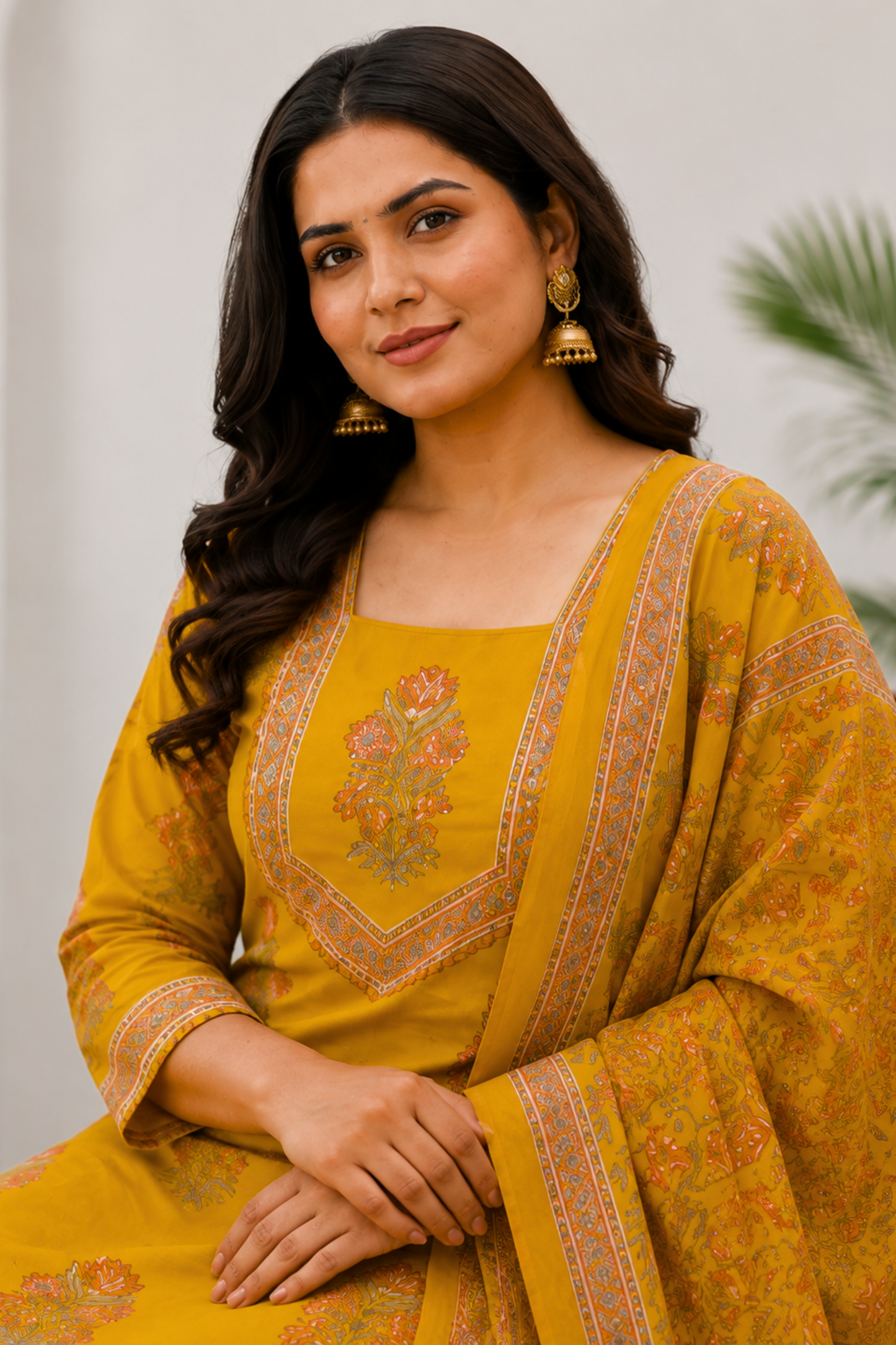 Marigold Muse Block Printed Cotton Suit