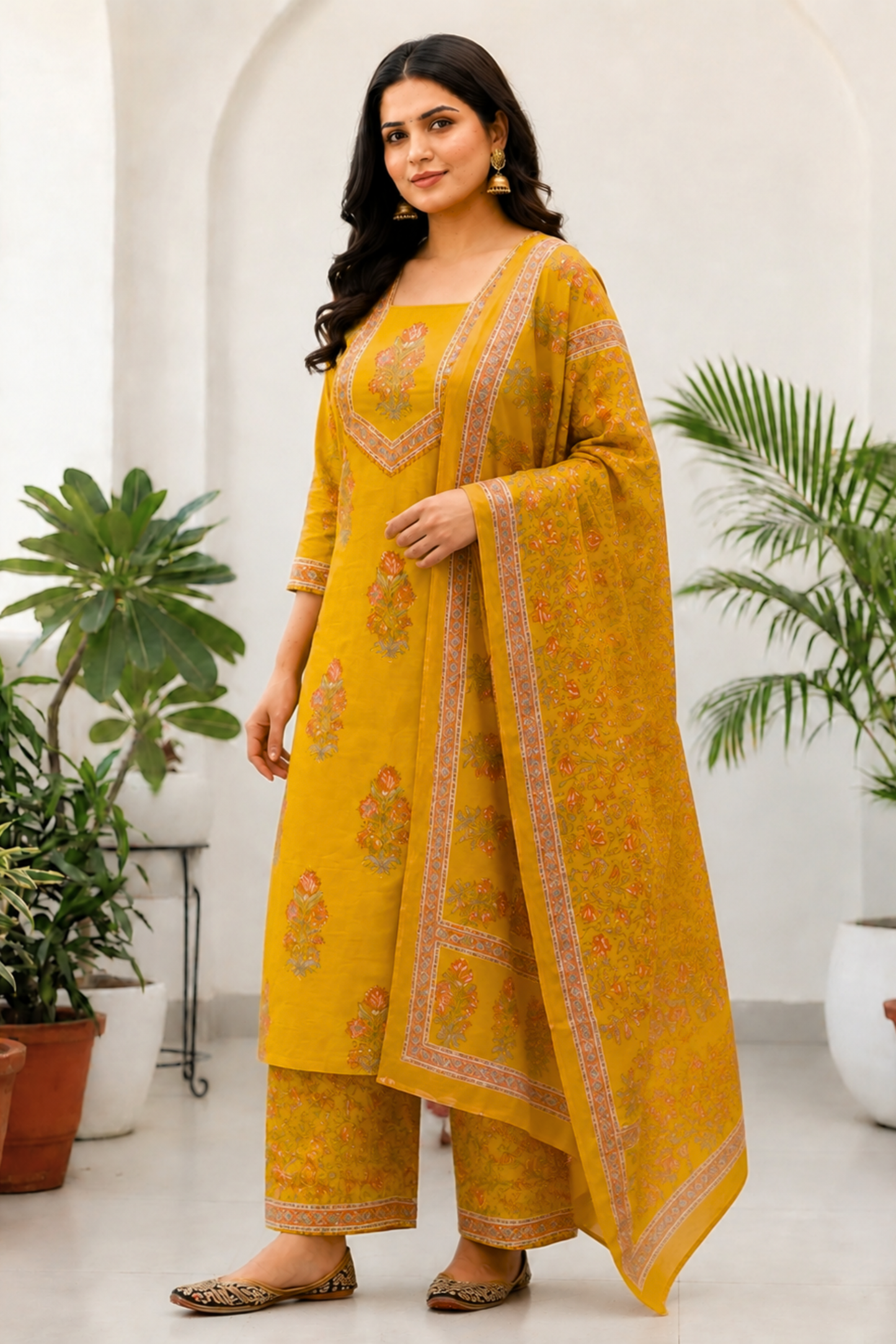 Marigold Muse Block Printed Cotton Suit