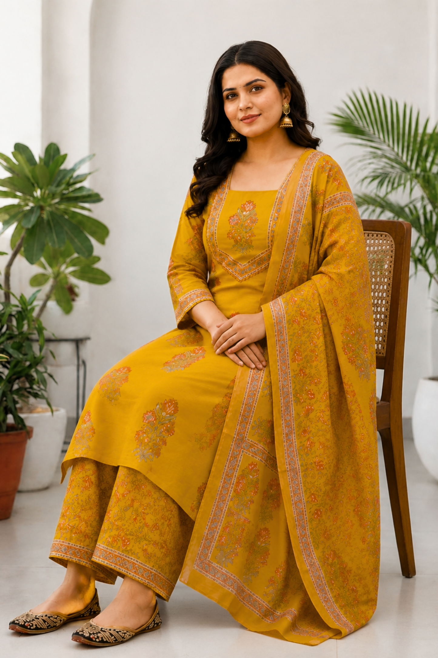 Marigold Muse Block Printed Cotton Suit