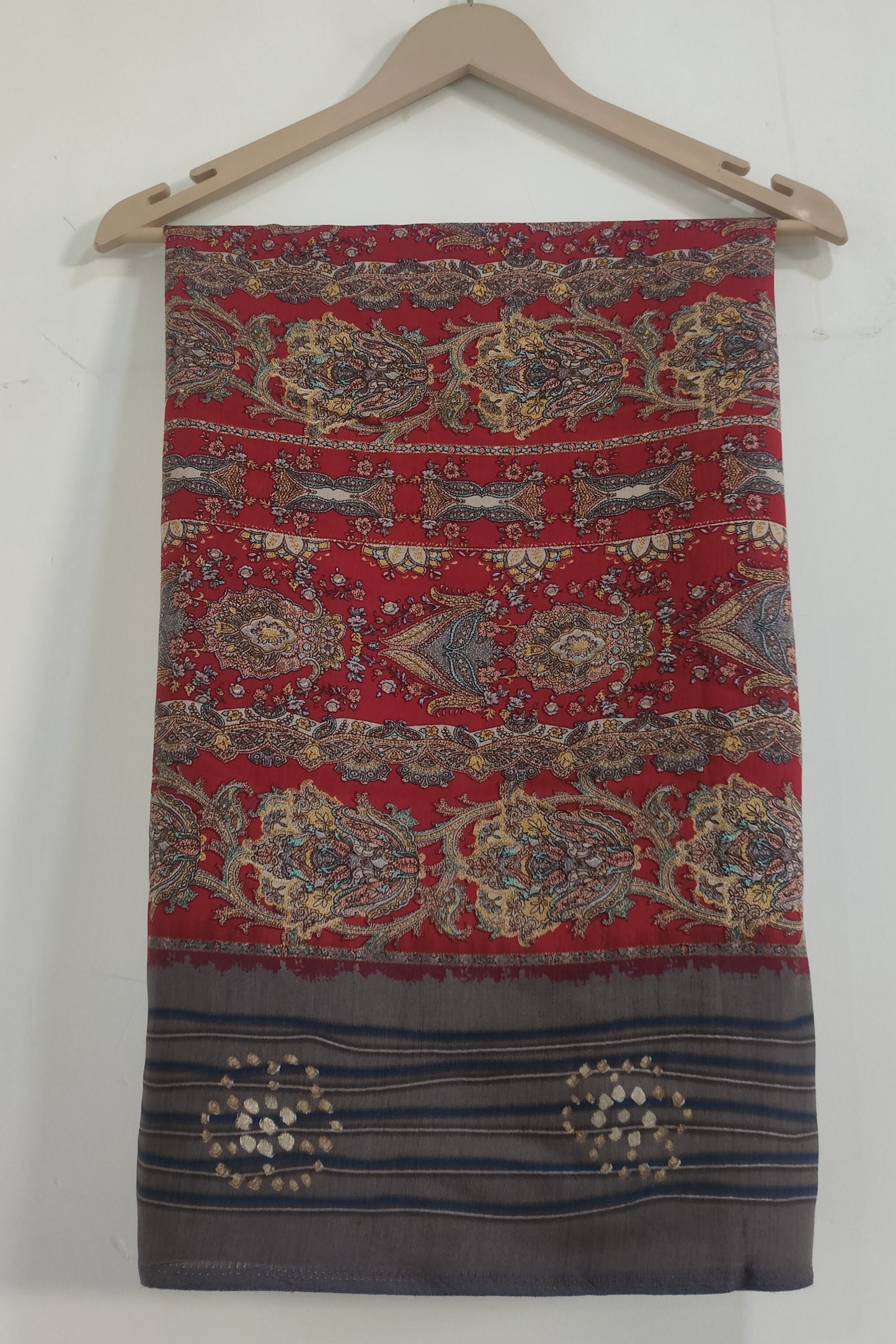 Maroon Abstract Silk Dupatta