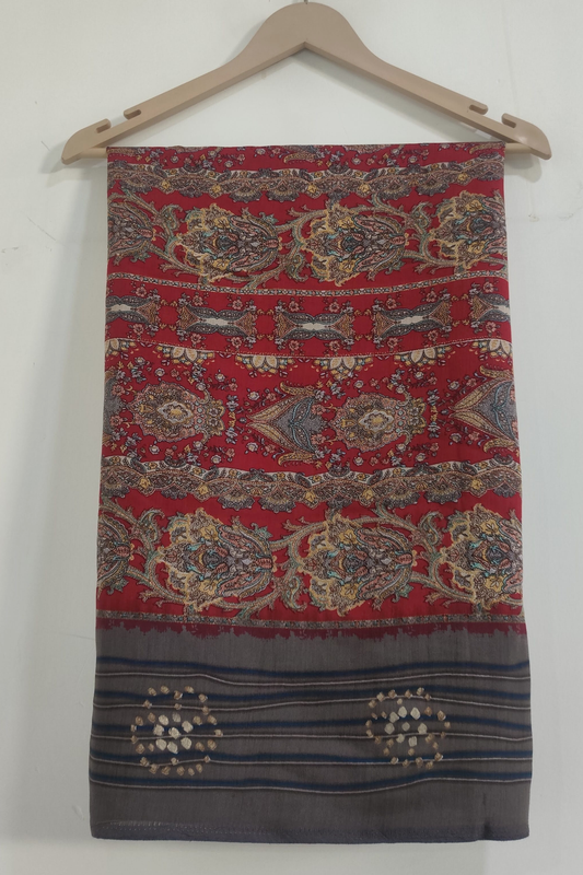 Maroon Abstract Silk Dupatta