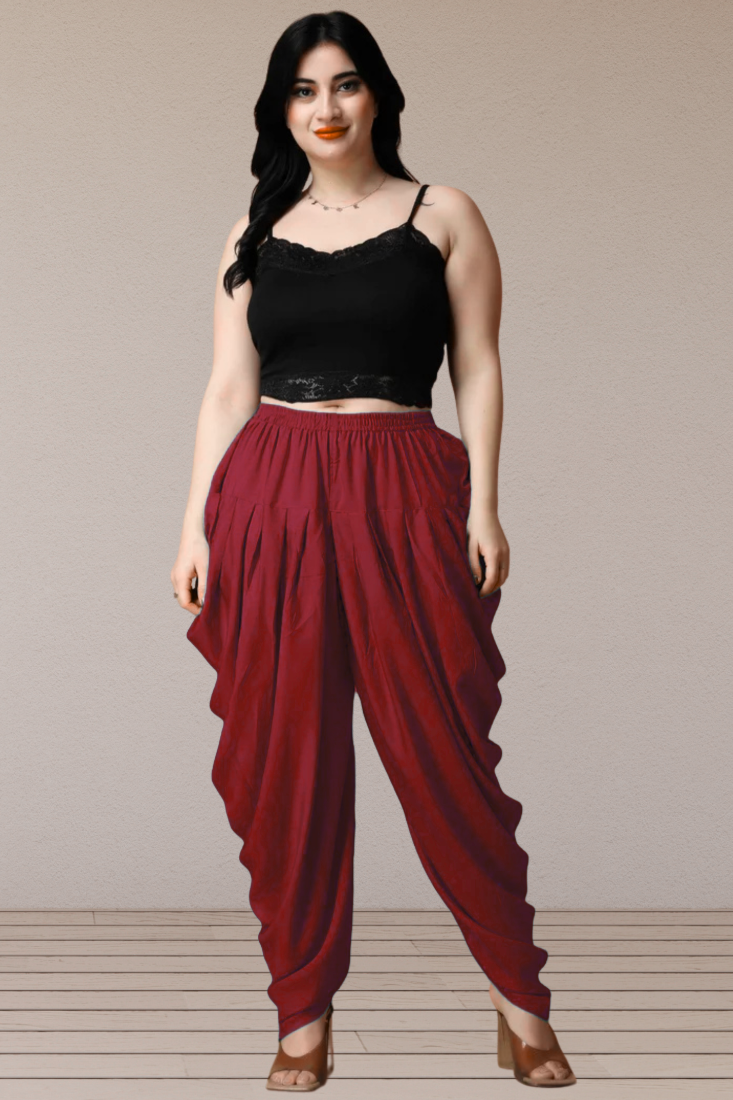 Maroon Belted Dhoti Salwar