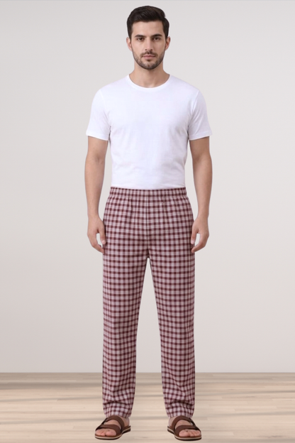Maroon Checked Comfort Cotton Pajama