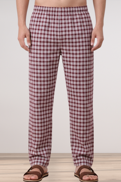 Maroon Checked Comfort Cotton Pajama