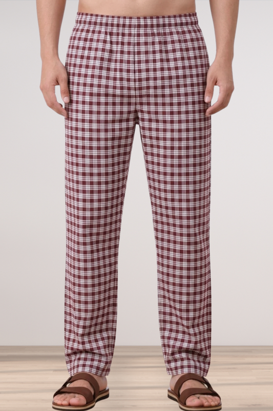 Maroon Checked Comfort Cotton Pajama