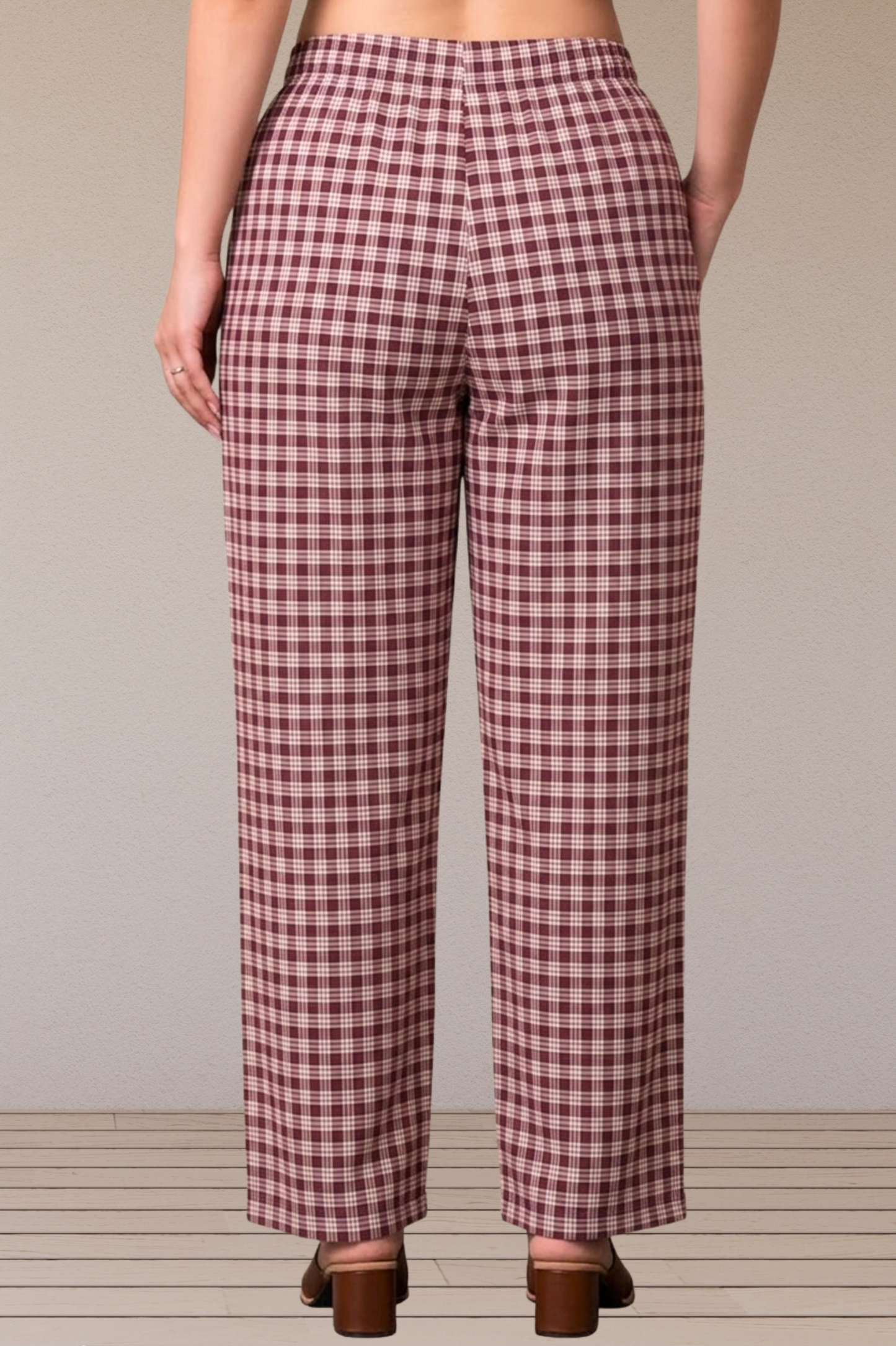 Maroon Checked Cotton Pajama Pant