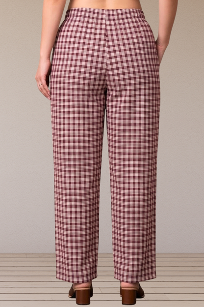 Maroon Checked Cotton Pajama Pant