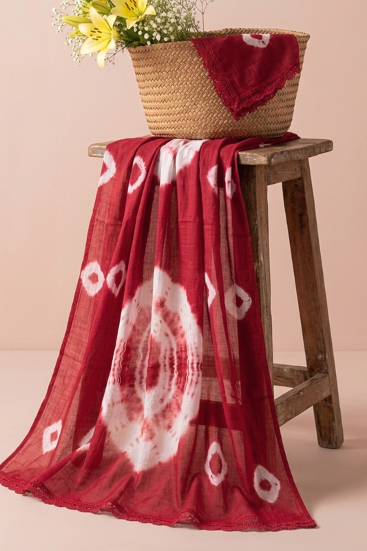 Maroon Chiffon Tie & Dye Dupatta