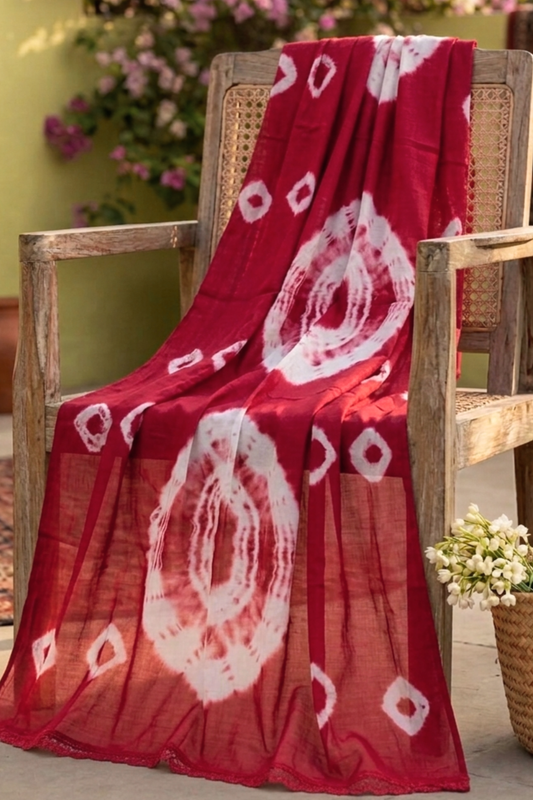 Maroon Chiffon Tie & Dye Dupatta