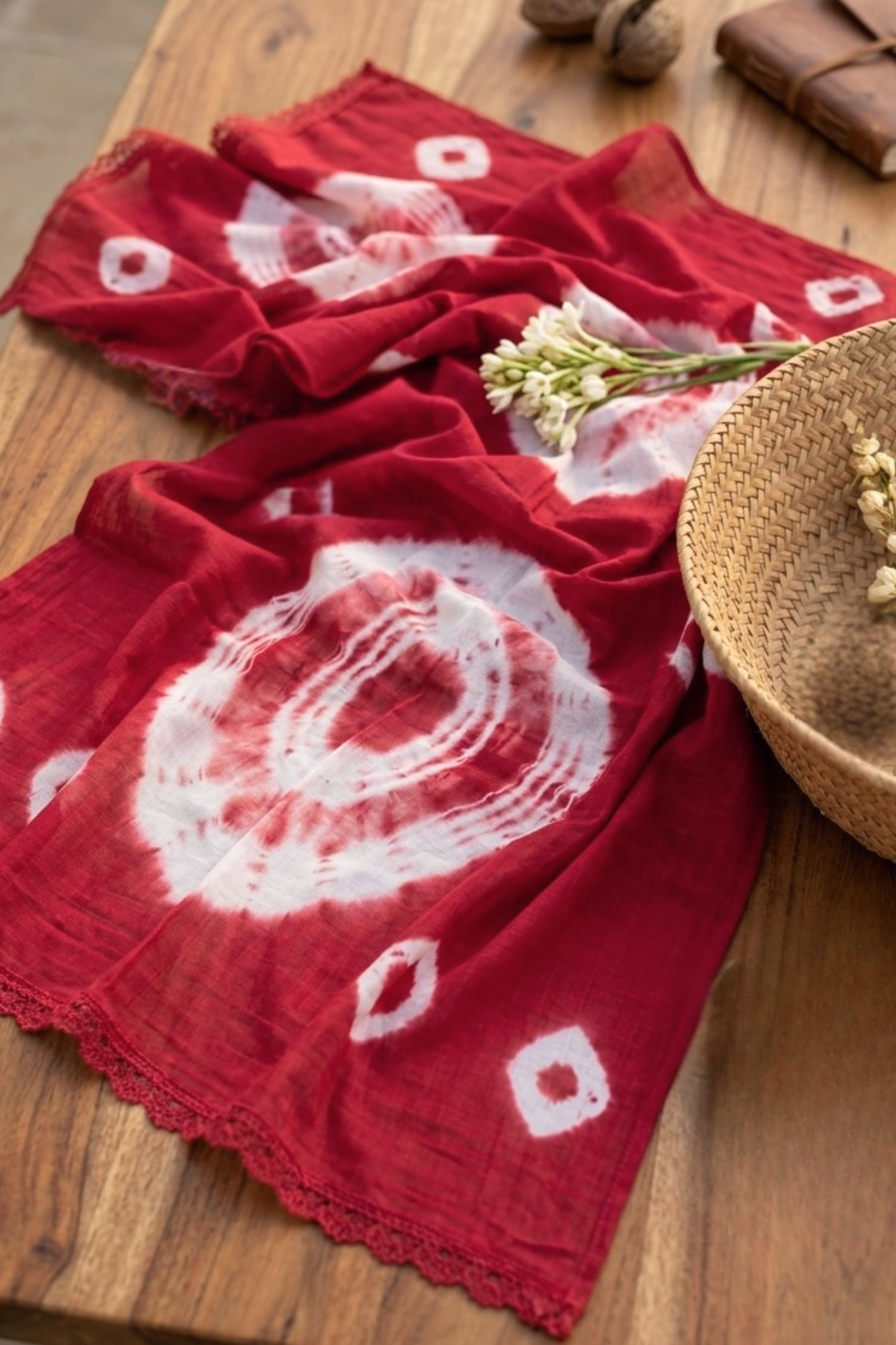Maroon Chiffon Tie & Dye Dupatta
