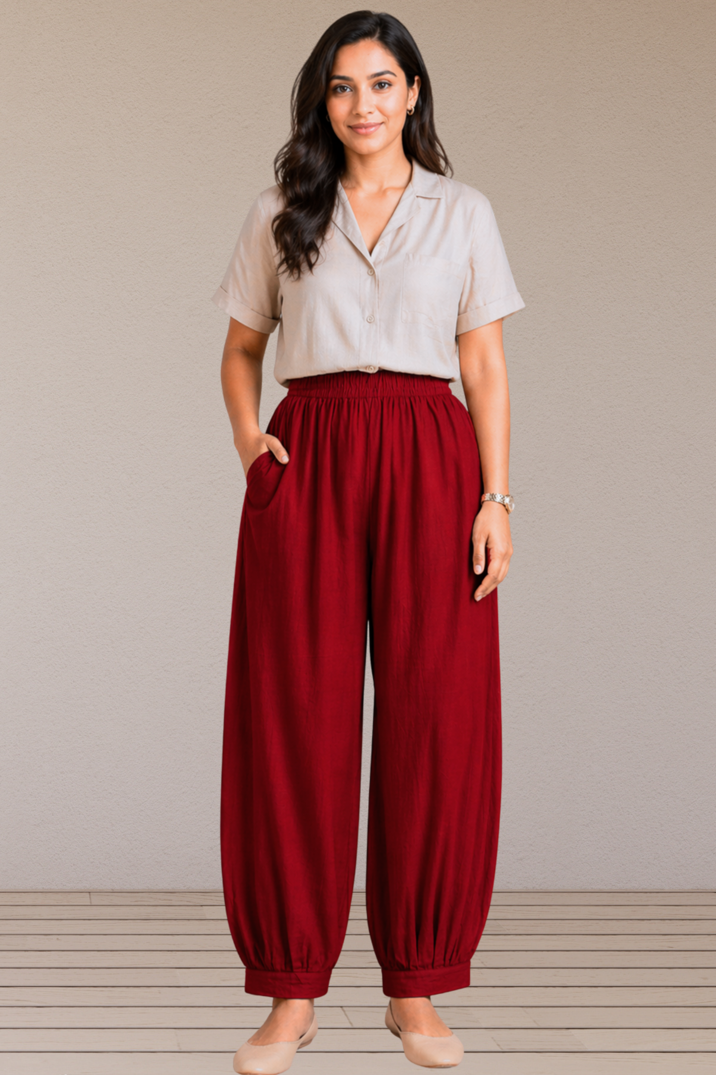 Maroon Cotton Afghani Pants