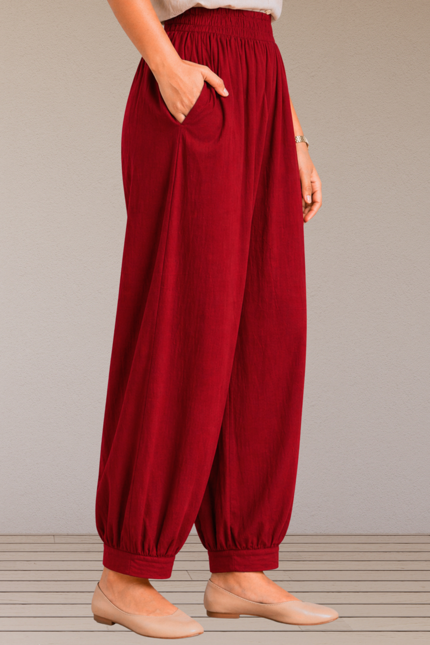 Maroon Cotton Afghani Pants