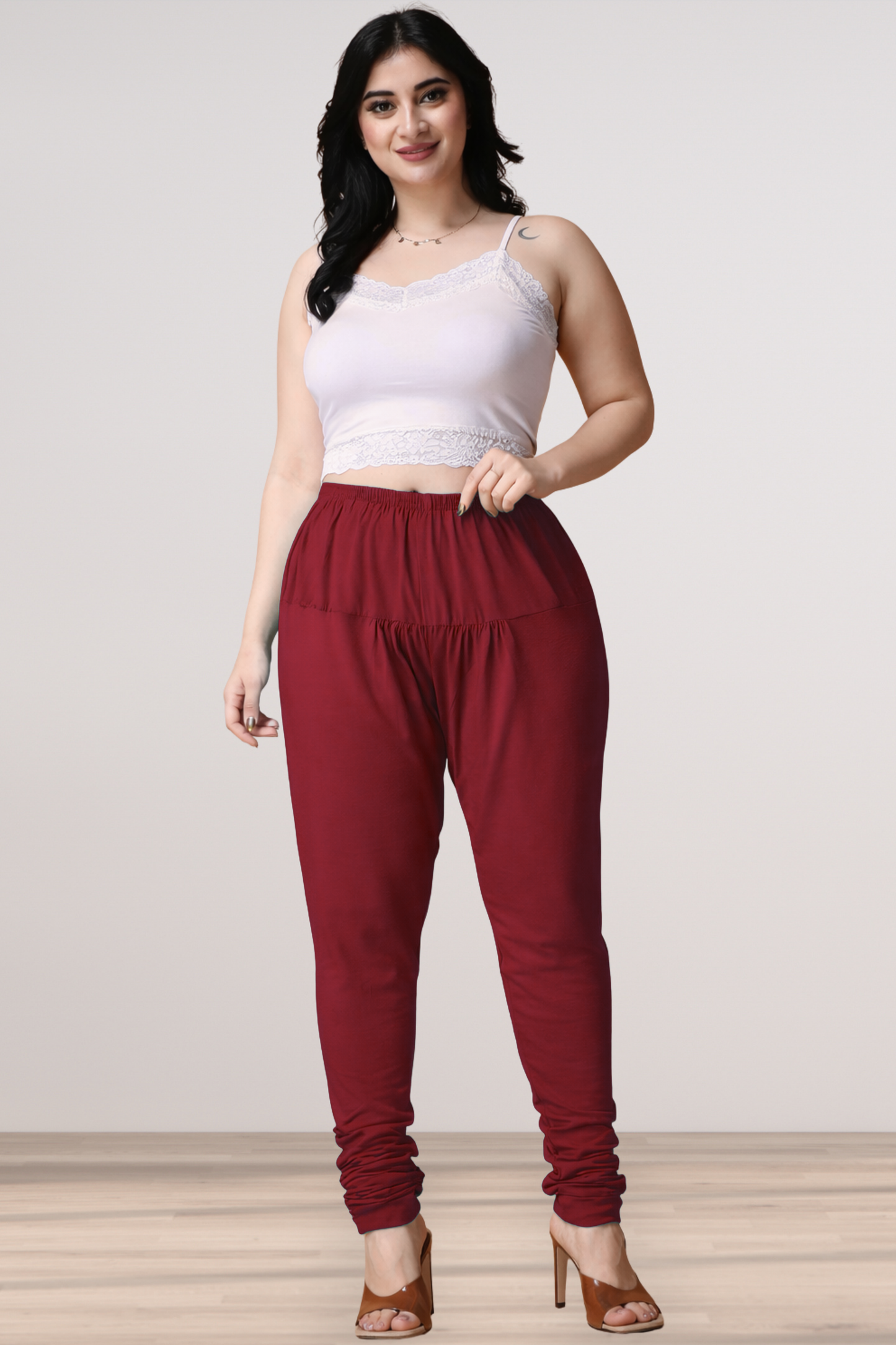 Maroon Cotton Churidar Pants