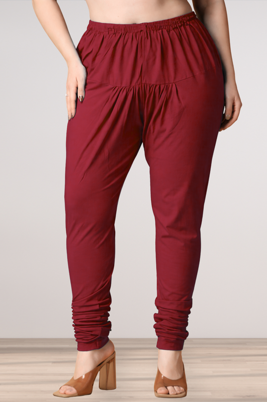 Maroon Cotton Churidar Pants