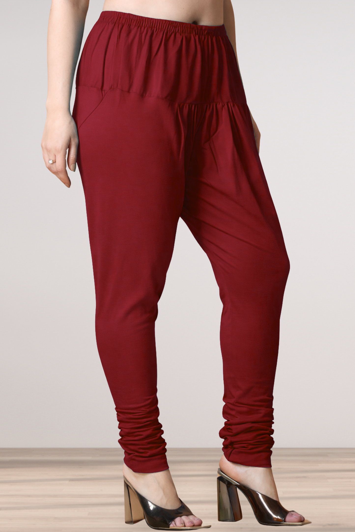 Maroon Cotton Churidar Pants