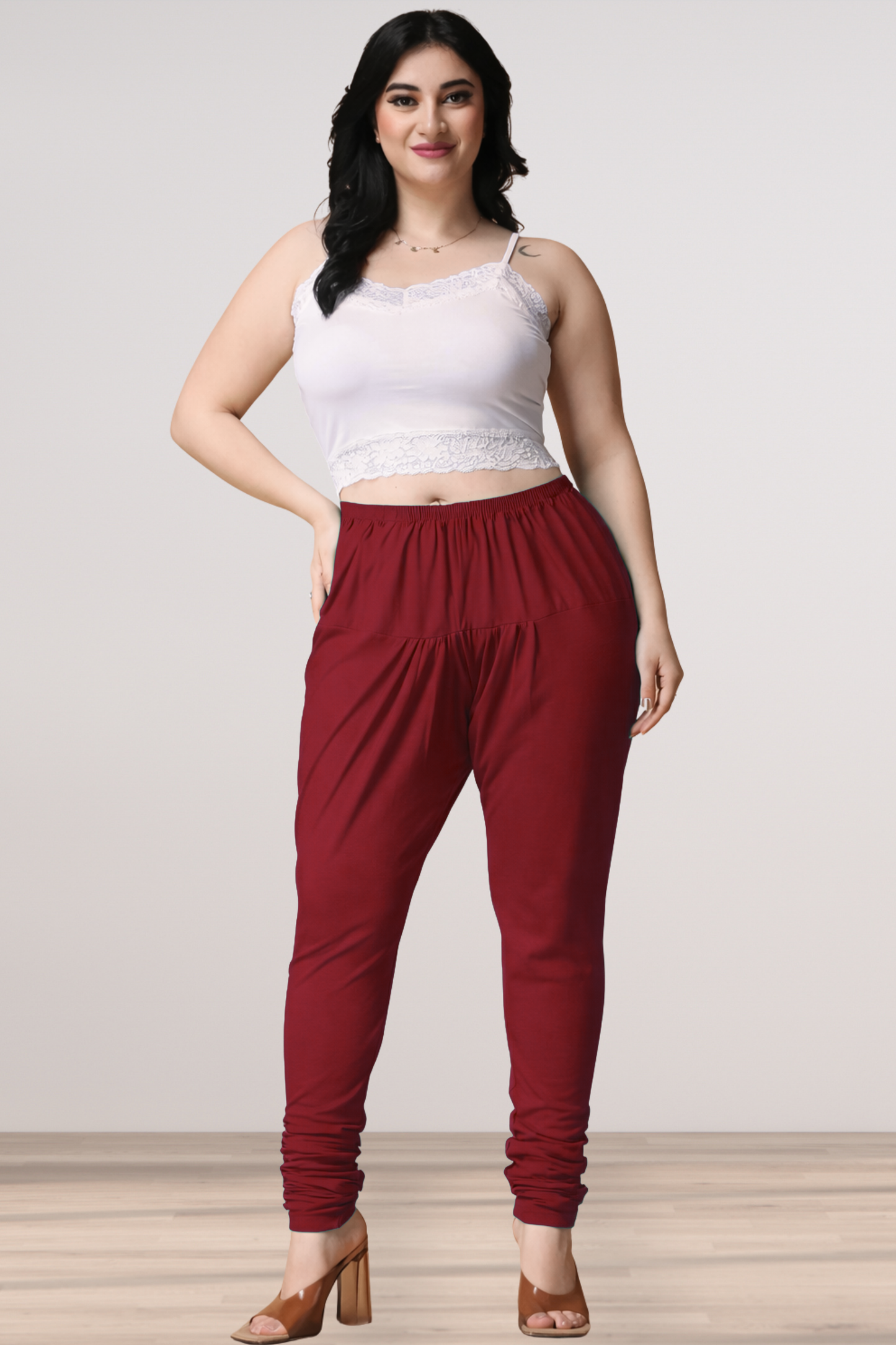Maroon Cotton Churidar Pants