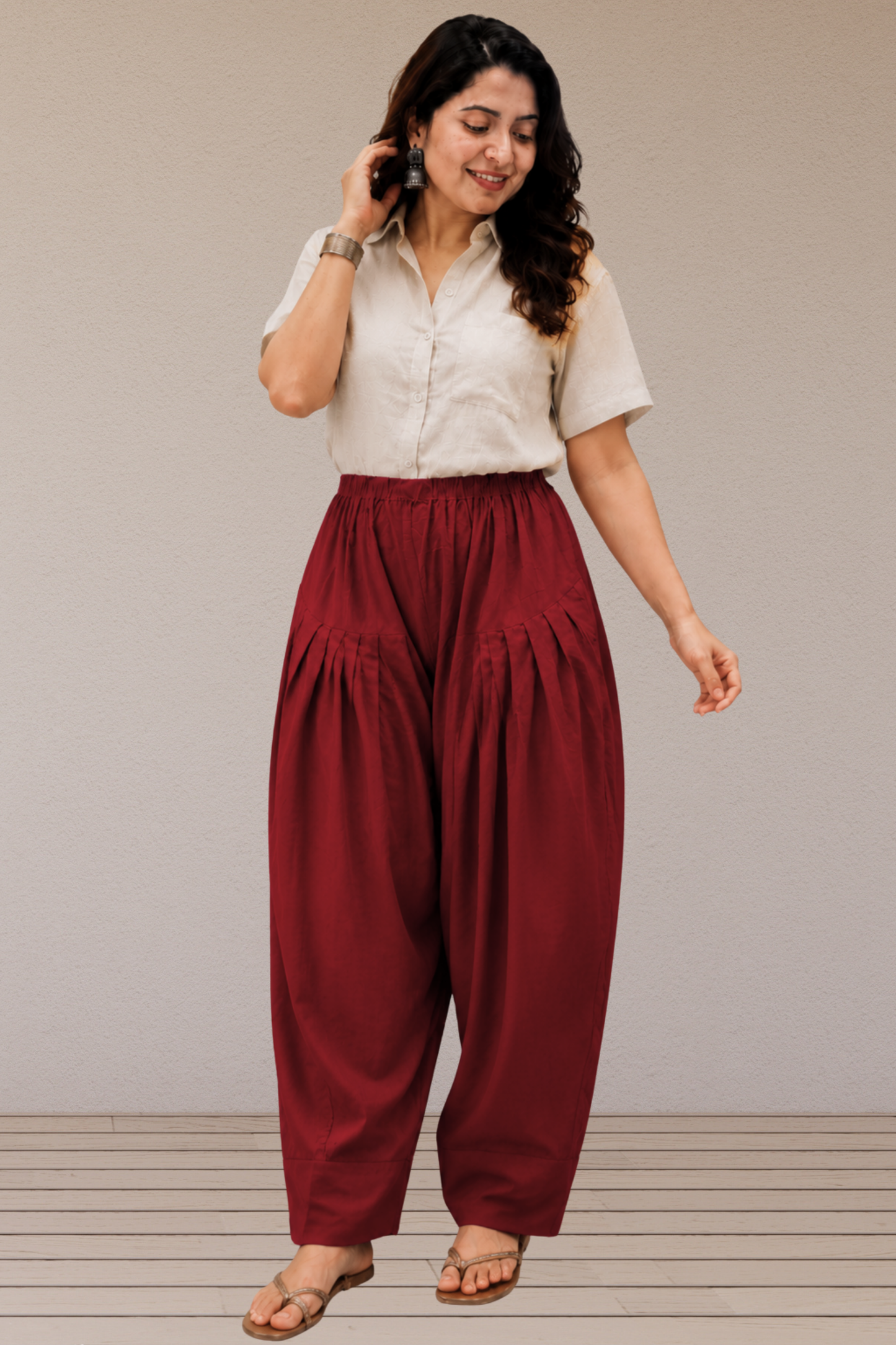 Maroon Cotton Farshi Salwar