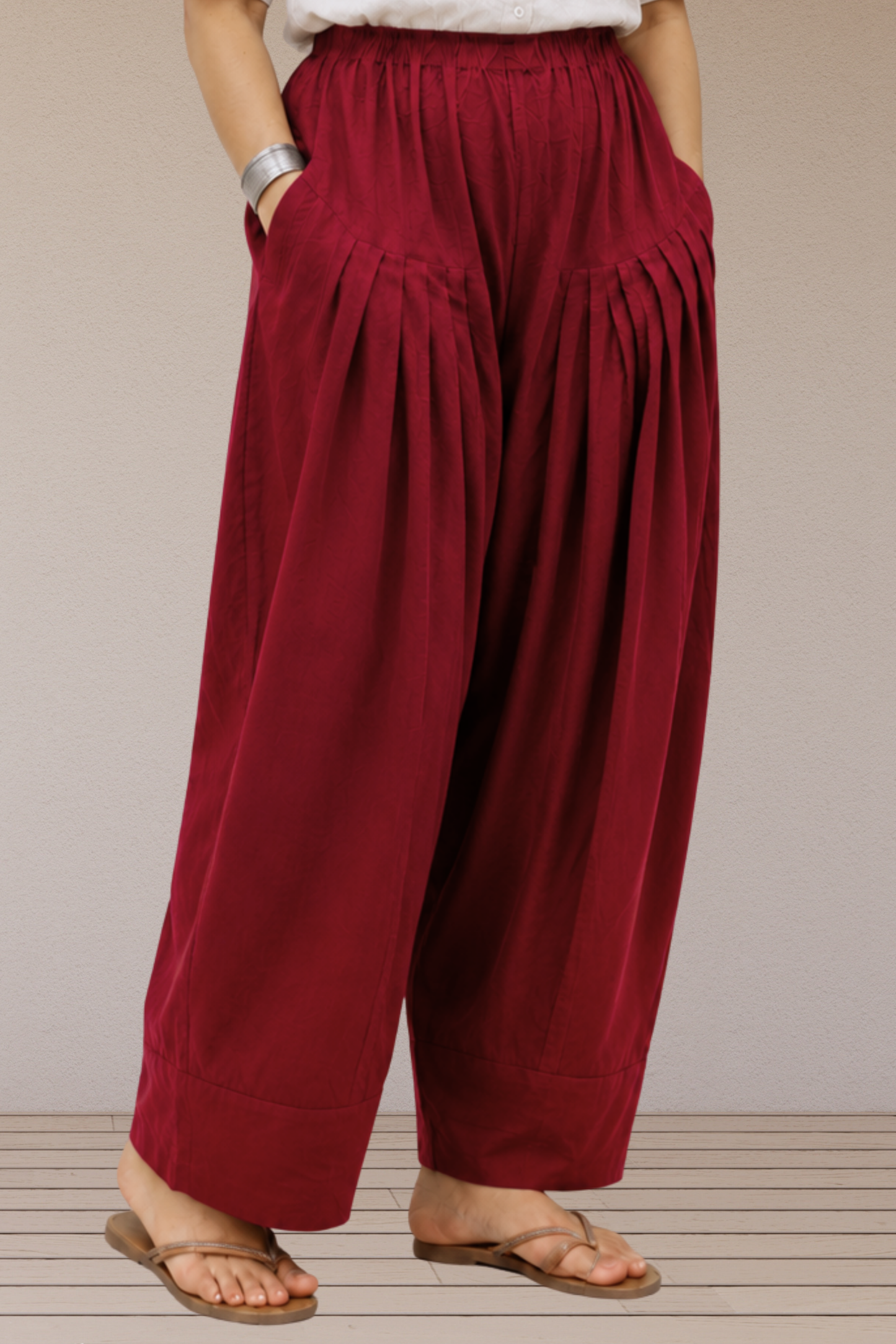 Maroon Cotton Farshi Salwar