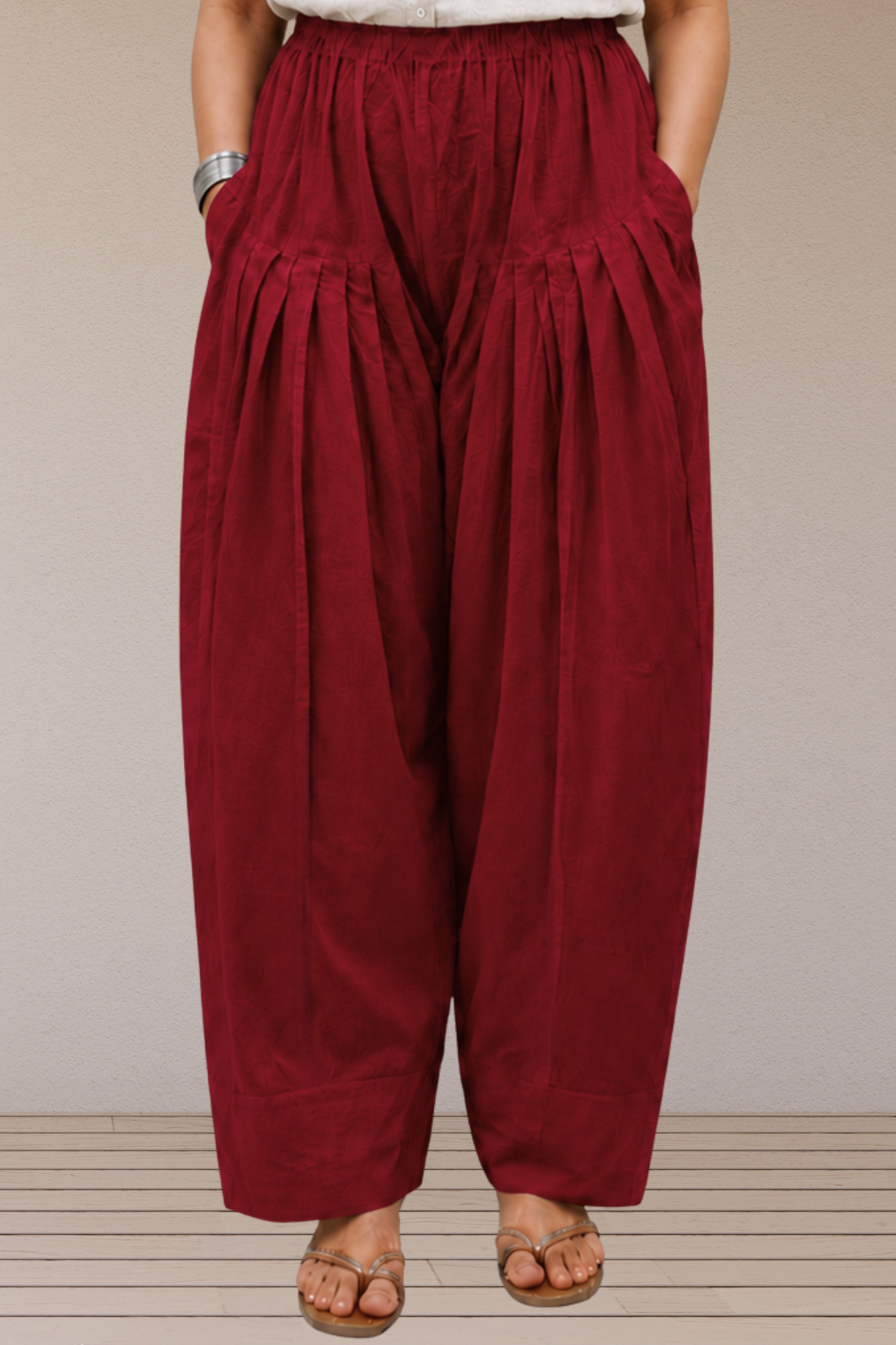 Maroon Cotton Farshi Salwar
