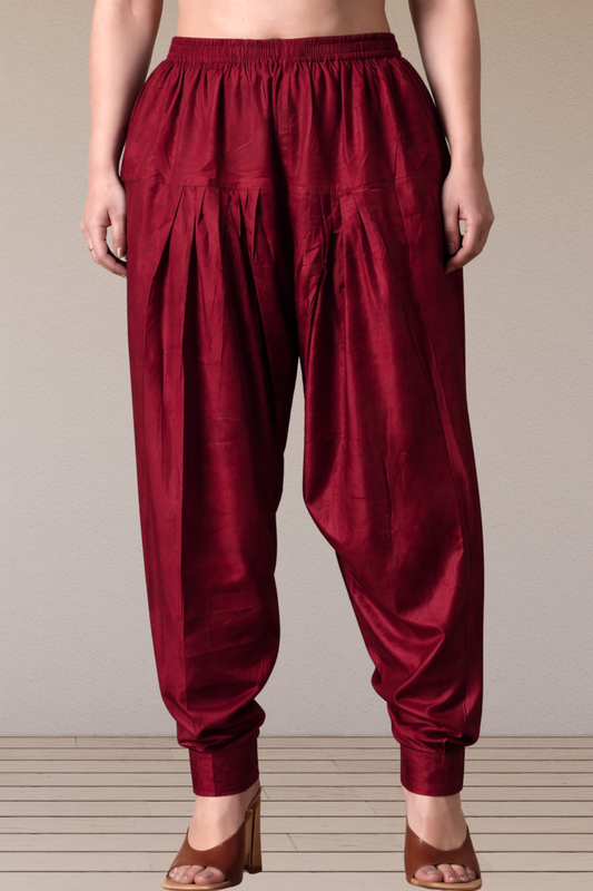 Maroon Cotton Metallic Salwar