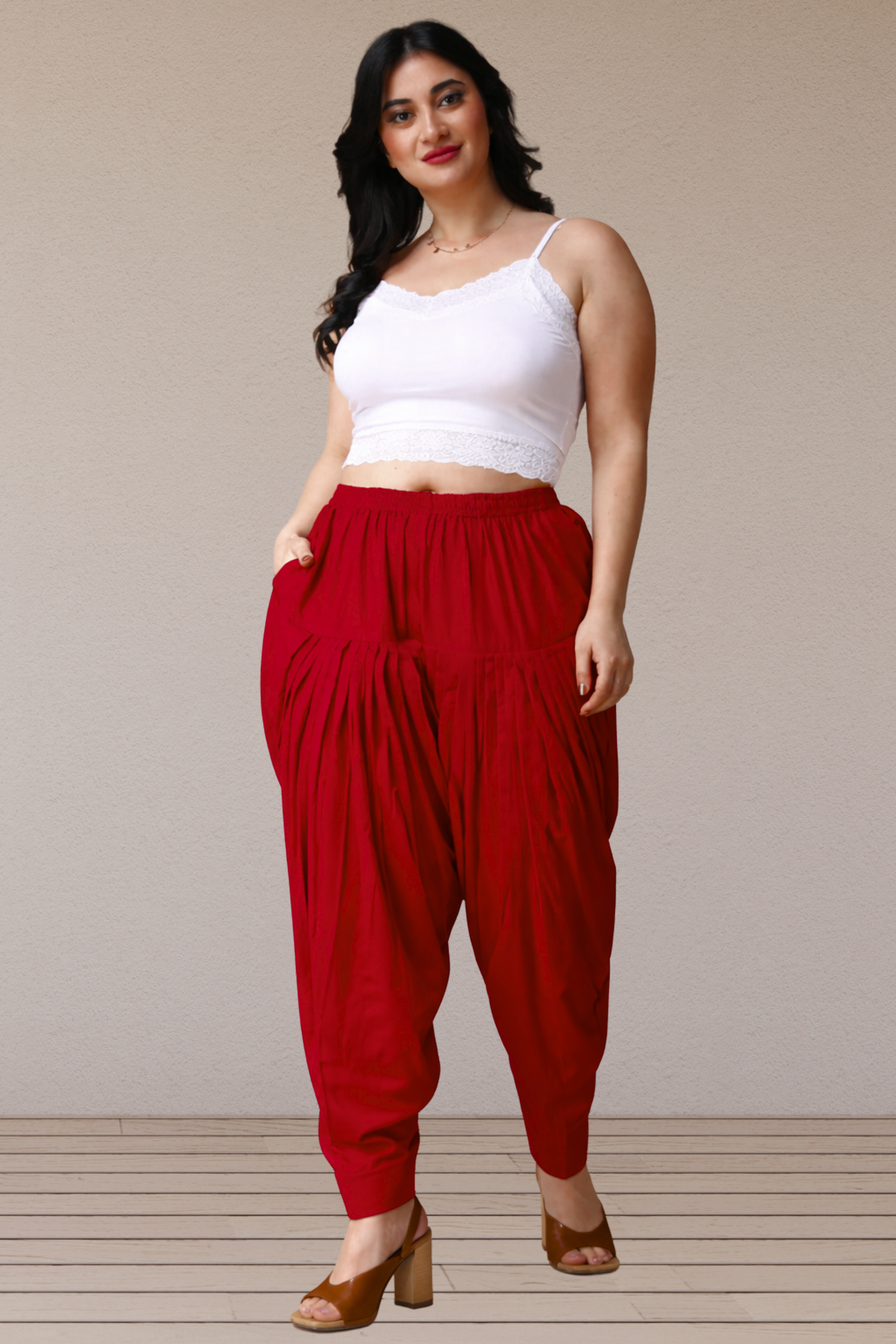Maroon Cotton Patiala Salwar