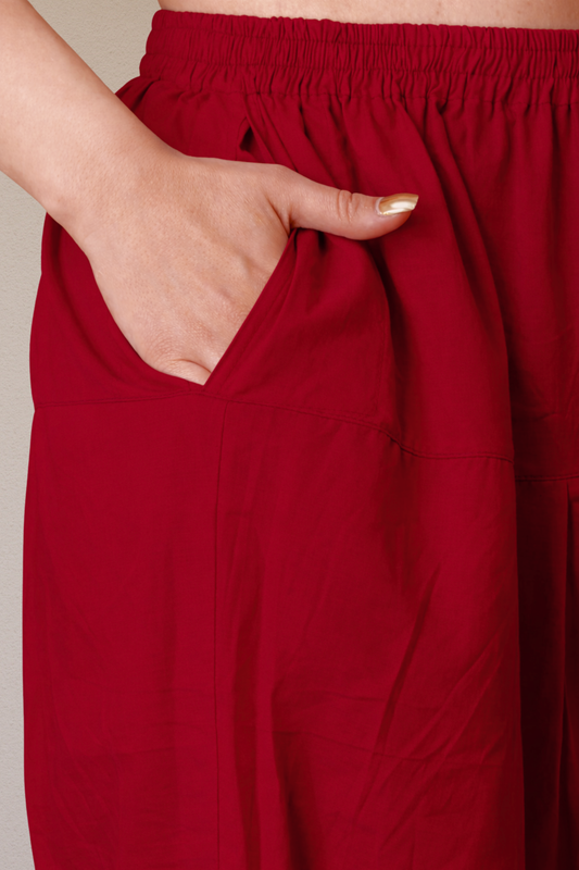 Maroon Cotton Straight Salwar