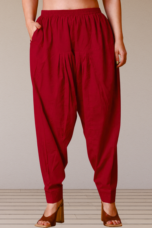 Maroon Cotton Straight Salwar