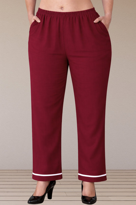 Maroon Detailed Hemline Pant Palazzo